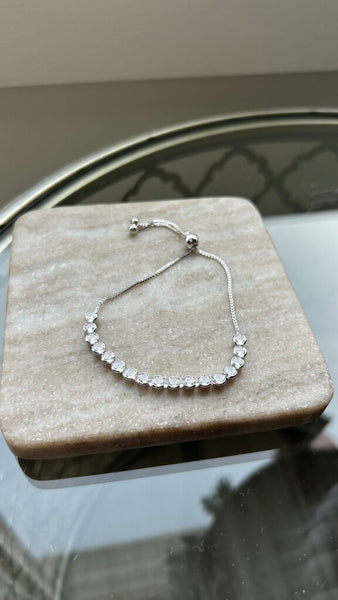 Pre-Owned Silver Inset Gems Bolero Bracelet