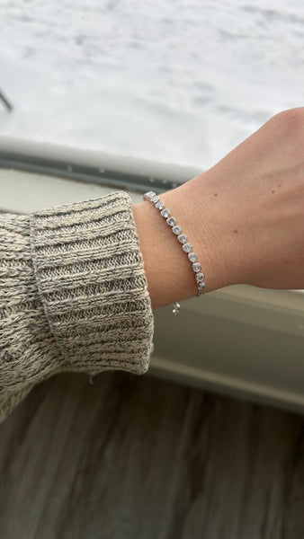 Pre-Owned Silver Inset Gems Bolero Bracelet