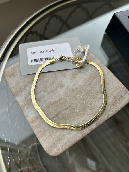 Pre-Owned Gold Textured Clasp Anklet