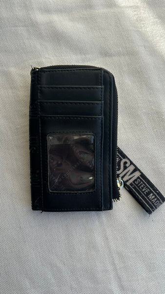 Pre-Owned Steve Madden Black Zip Top Wristlet Wallet