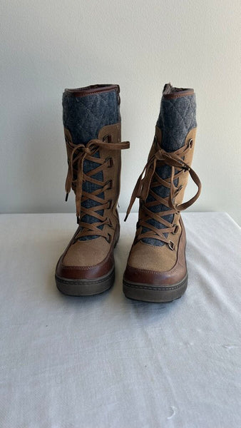 Pre-Owned Joe Fresh Brown Lined Two-Tone Winter Boots - SIze 7