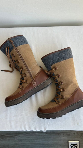 Pre-Owned Joe Fresh Brown Lined Two-Tone Winter Boots - SIze 7