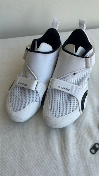 Pre-Owned Nike Superrep White Black Swoosh Cycling Shoes - Size 8.5