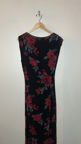 Pre-Owned Free People Black Floral Mesh Sleeveless Lined Maxi Dress (NWT) - Size Small