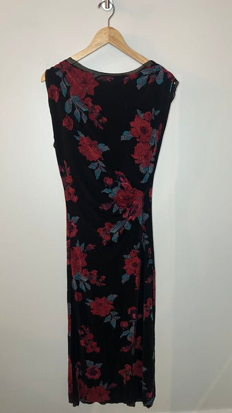 Pre-Owned Free People Black Floral Mesh Sleeveless Lined Maxi Dress (NWT) - Size Small