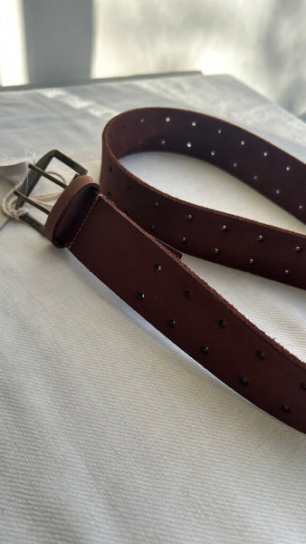 Pre-Owned Free People Brown Wide Leather Two Punch Belt (NWT) - Size S/M