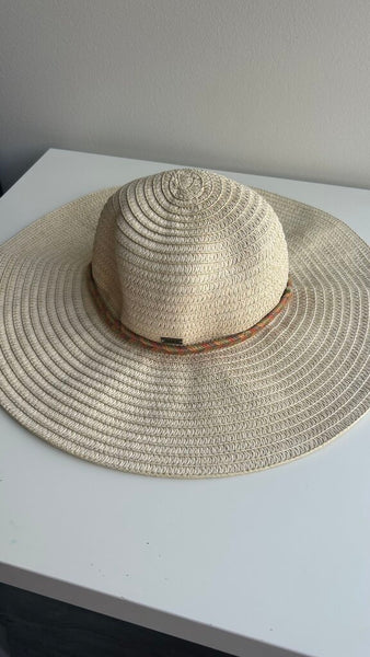 Pre-Owned Roxy Natural/Gold Floppy Sun Hat - Size S/M