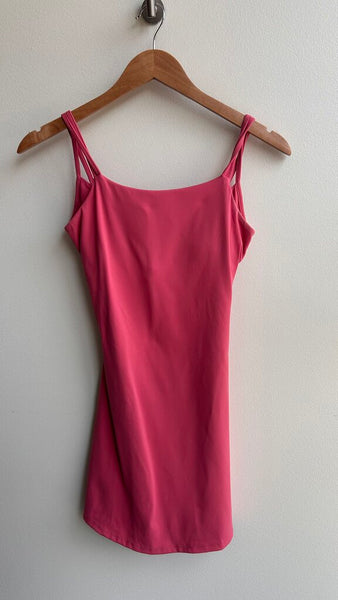 Pre-Owned Pink Built in Bra Cut Out Twist Back Double Strap Dress- Size X-Small (Estimated)
