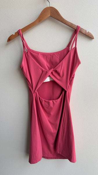 Pre-Owned Pink Built in Bra Cut Out Twist Back Double Strap Dress- Size X-Small (Estimated)