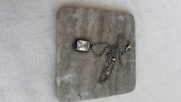 Pre-Owned Silpada Silver 925 Rectangular CZ Pendant Necklace