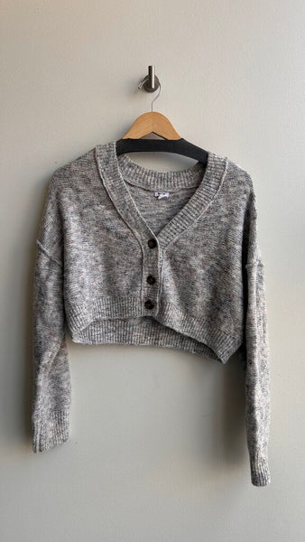 Pre-Owned Impulsive Grey Light Knit Longline Button Up Cardigan- Size X-Large