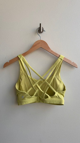 Pre-Owned Lululemon Neon Yellow Strappy Back Sports Bra- Size 6