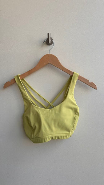 Pre-Owned Lululemon Neon Yellow Strappy Back Sports Bra- Size 6