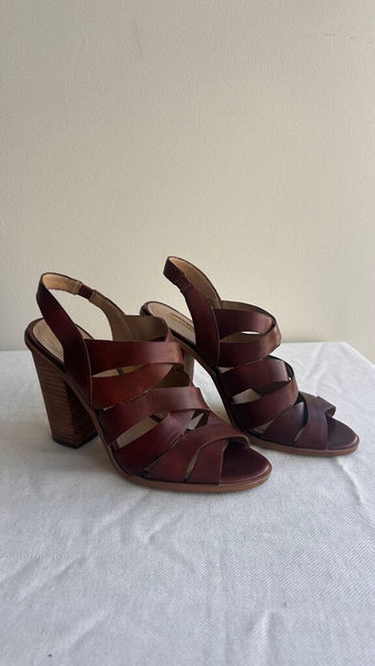 Pre-Owned BCBGeneration Brown Block Heel Strappy Sandal- Size 10