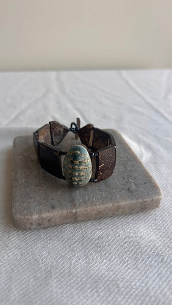 Pre-Owned Wood and Beaded Chunky Bracelet