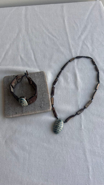Pre-Owned Wood and Beaded Chunky Necklace