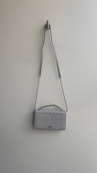 Pre-Owned Guess Purple Grey Quilted Foldover Top Crossbody Purse