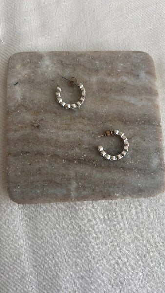 Pre-Owned Silver Gem Inset Hoop Earrings
