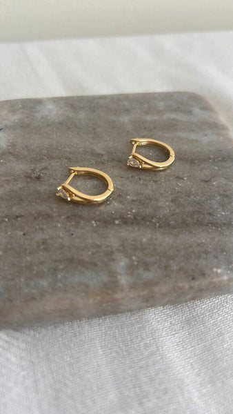 Pre-Owned Gold Horseshoe Earrings with CZ Stone