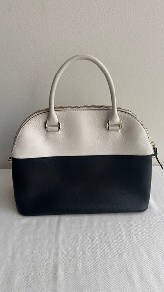 Pre-Owned Kate Spade Beige/Black Zip Top Double Handle and Crossbody Strap Purse