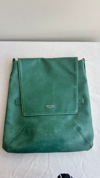 Pre-Owned Matt & Nat Kelly Green Large Flap Top Handbag/Crossbody