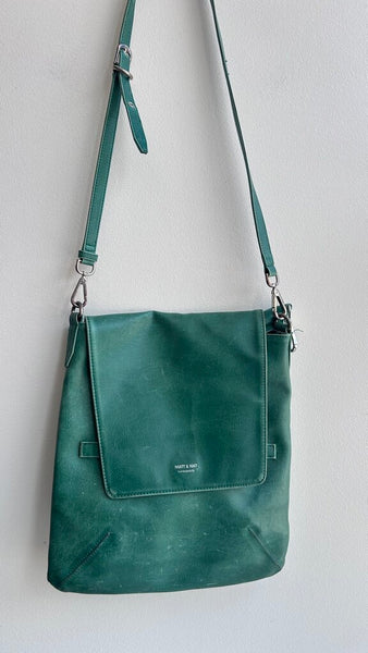 Pre-Owned Matt & Nat Kelly Green Large Flap Top Handbag/Crossbody