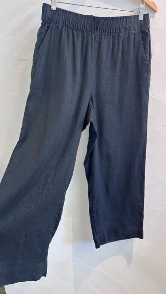 Pre-Owned Tahari Black Linen Stretch Waist Pants- Size Medium