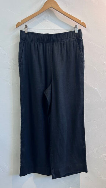Pre-Owned Tahari Black Linen Stretch Waist Pants- Size Medium