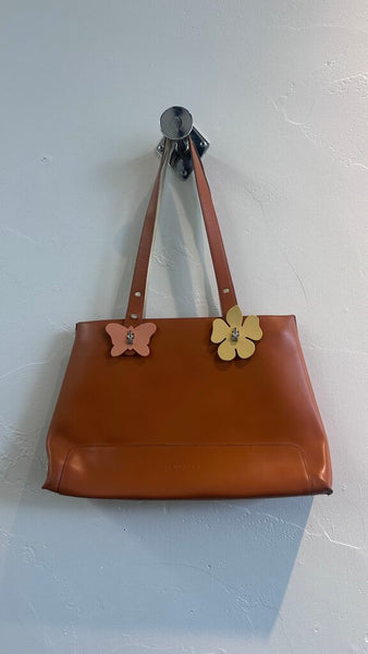 Pre-Owned Lamarthe Paris Cognac Leather Adjustable Straps & Extra Straps with Leather Decals Shoulder Bag