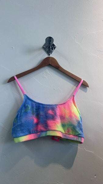 Pre-Owned Cupshe Blue/Multi Tie Dye Texture Two Piece Swim Suit (NWT)- Size Large
