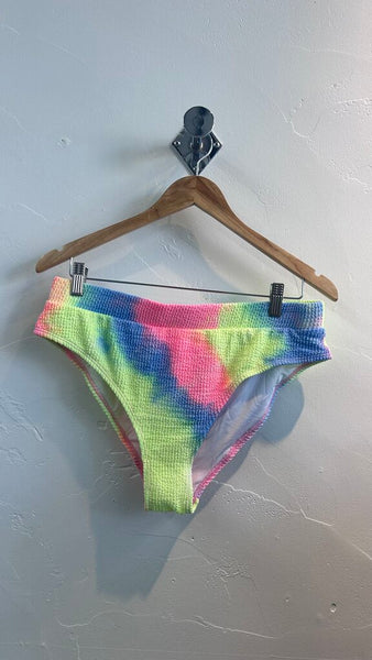 Pre-Owned Cupshe Blue/Multi Tie Dye Texture Two Piece Swim Suit (NWT)- Size Large