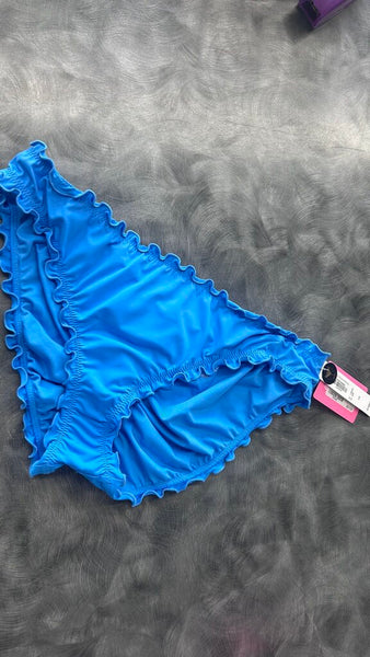 Pre-Owned Victoria's Secret Blue Lettuce Trim Cheeky Swim Bottoms (NWT)- Size Large