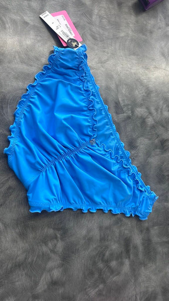 Pre-Owned Victoria's Secret Blue Lettuce Trim Cheeky Swim Bottoms (NWT)- Size Large