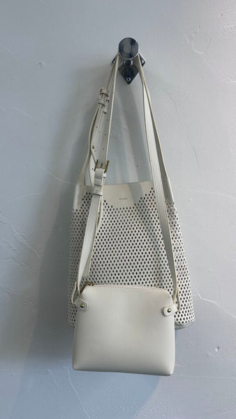 Pre-Owned Pixie Mood Off-White Punch Cut Adjustable Double Strap Tote