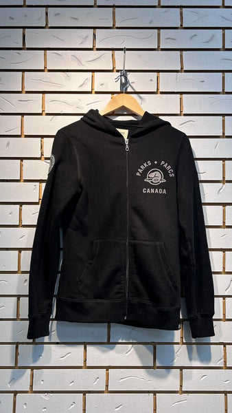 Pre-Owned Parks Canada Black Zip Front Sweatshirt- Size Small