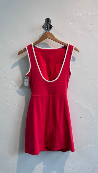 Pre-Owned Your Personal Best by Abercrombie & Fitch Red w/ White Trim Tie-Up Sleeveless Tennis Dress w/ Built in Shorts - Size Medium