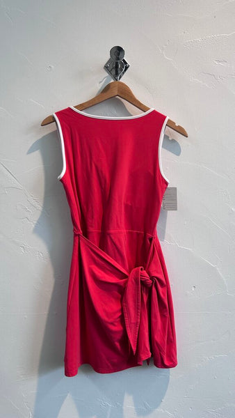Pre-Owned Your Personal Best by Abercrombie & Fitch Red w/ White Trim Tie-Up Sleeveless Tennis Dress w/ Built in Shorts - Size Medium