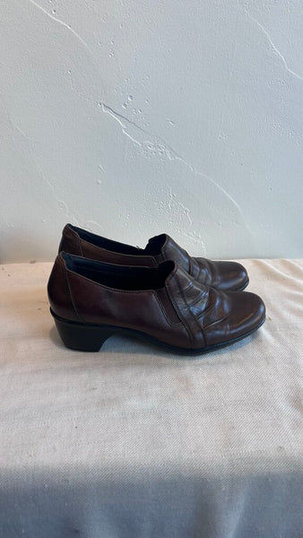 Pre-Owned Clarks Brown Leather Heeled Shoe- Size 7.5