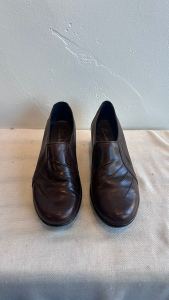 Pre-Owned Clarks Brown Leather Heeled Shoe- Size 7.5