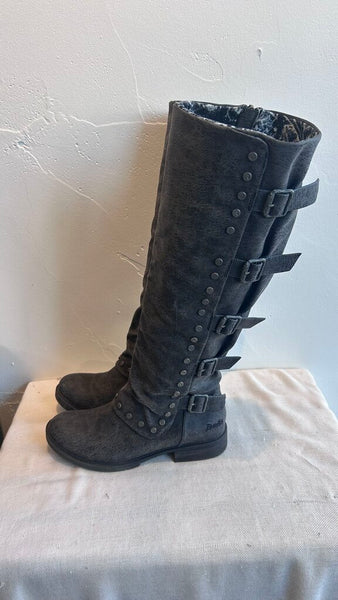 Pre-Owned Blowfish Grey Studded Side Zip Calf Length Boots- Size 8