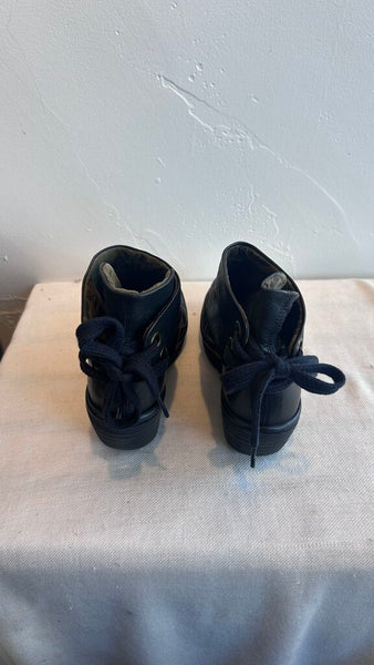 Pre-Owned Fly London Black Wedge Lace Up Back Ankle Boot- Size 37