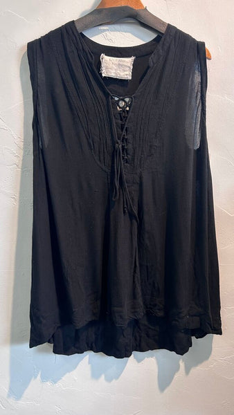 Pre-Owned California Moonrise Black Tie Front Swing Sleeveless Dress- Size Large