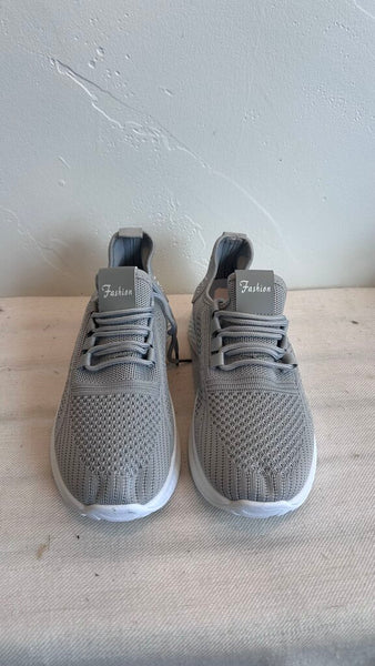 Pre-Owned Grey Mesh 'Fashion' Lace-up Runners