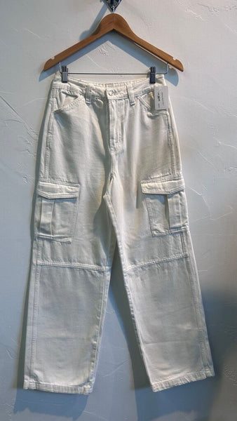 Pre-Owned Divided H&M Off-White Cargo Jeans - Size 4