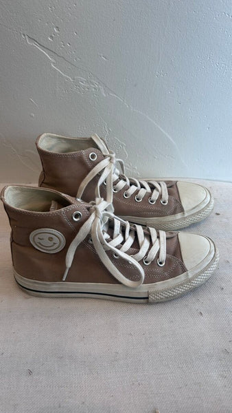 Pre-Owned Ccocci Brown 'Hattie' High Top Happy Face Sneakers - Size 9