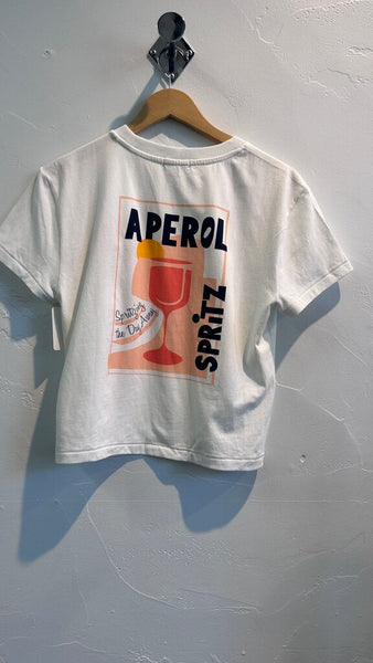 Pre-Owned Wildfox White 'Palm Spring Aperol Spritz' Graphic Tee - Size Small