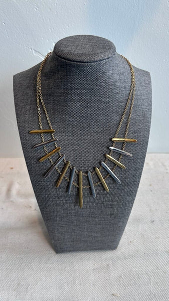 Pre-Owned Fifth Avenue Collection Silver/Gold Statement Necklace and Matching Bracelet Set