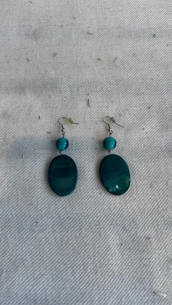 Pre-Owned Green Crystal Dangle Drop Earrings
