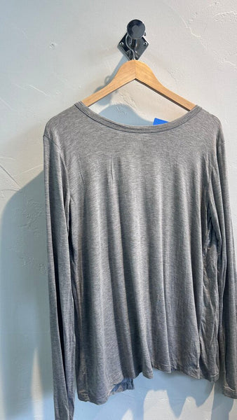 Pre-Owned Mustard Seed Light Grey Long Sleeve Tie Back Top- Size Large