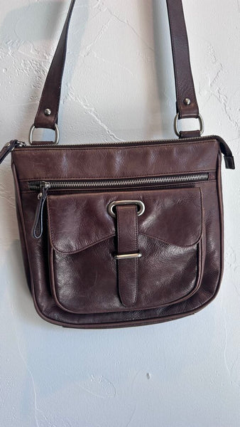 Pre-Owned Danier Genuine Leather Brown Crossbody Purse